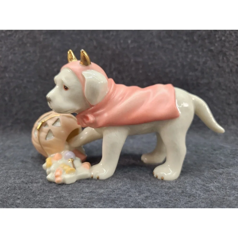 Lenox Puppy Sweet Little Devil Labrador Halloween Dog Pumpkin 24k Gold Accents